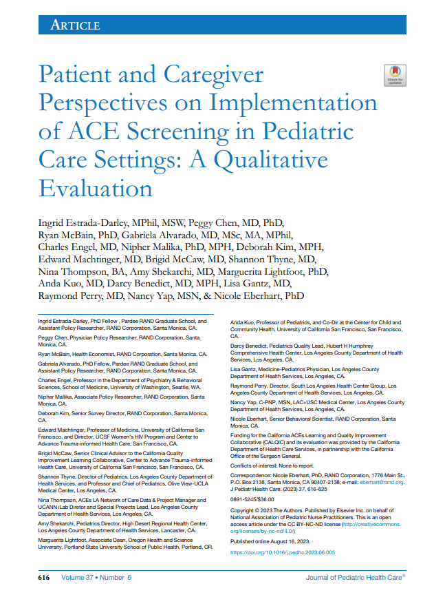 Patient and Caregiver Perspectives on Implementation of ACE Screening ...